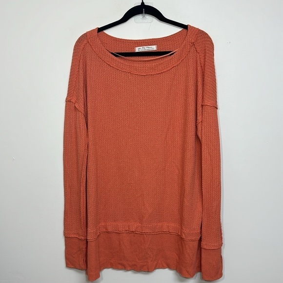 Free People North Shore Thermal Tunic Top Orange Small - Picture 2 of 6